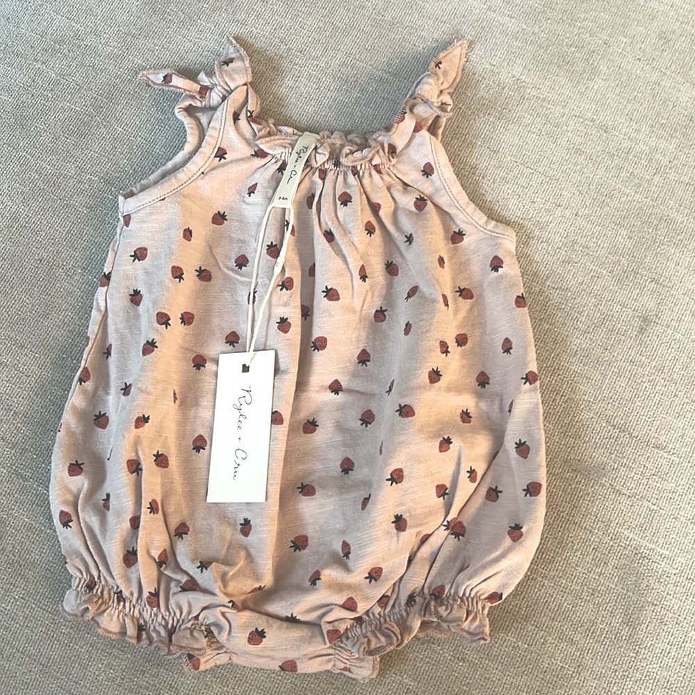 Rylee & Cru strawberry print romper